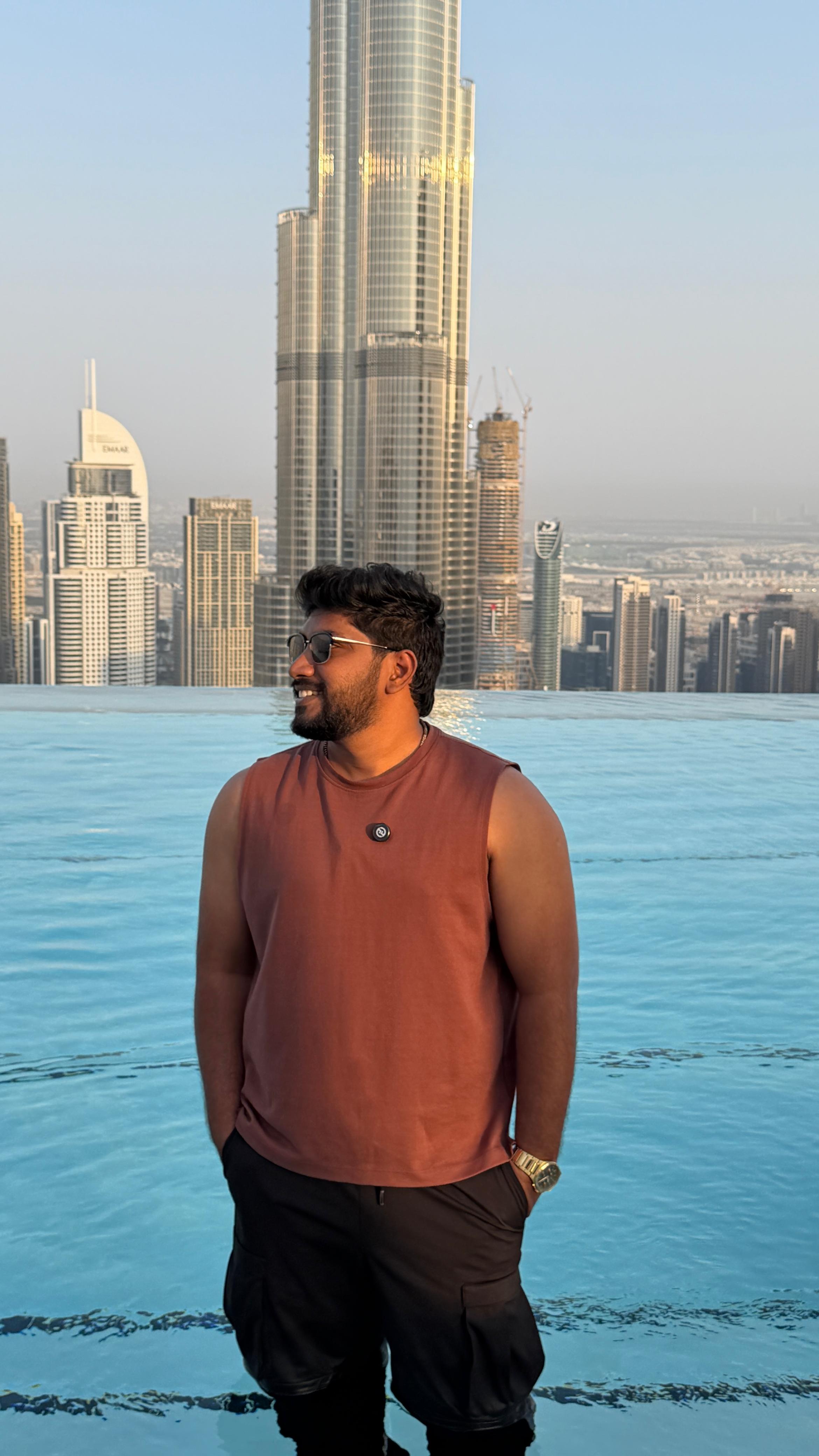 Shaik Abdul Rahman at Dubai skyline